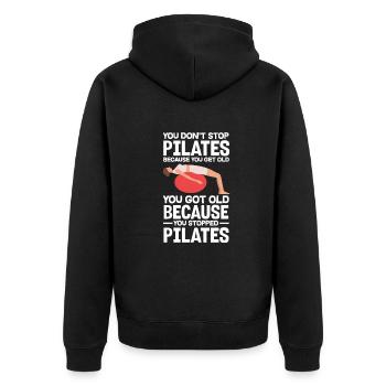 On ne vieillit pas à cause du Pilates - Veste à capuche bio Premium Unisexe - noir - Dos - Nico (187cm)