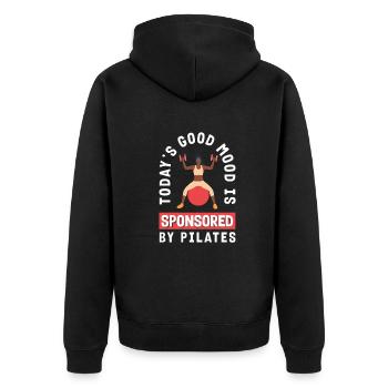 La Bonne Humeur du jour sponsorisée par Pilates - Veste à capuche bio Premium Unisexe - noir - Dos - Nico (187cm)