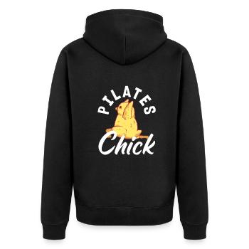 Pilates Chick Humor Fitness Fun - Unisex Premium Organic Zip Hoodie - black - Back - Nico (187cm)