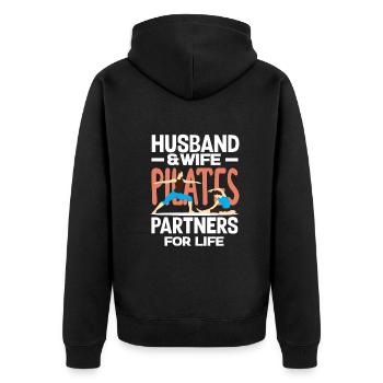 Pilates Partenaire pour la vie Couple - Veste à capuche bio Premium Unisexe - noir - Dos - Nico (187cm)