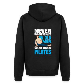 Never underestimate an old man of Pilates - Unisex Premium Organic Zip Hoodie - black - Back - Nico (187cm)
