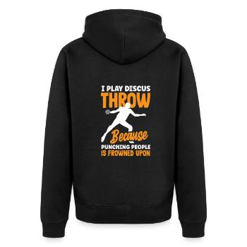 Diskus Diskuswurf Leichtathlet Sportler Geschenk - Unisex Premium Bio Zip Hoodie - Schwarz - Hinten - Nico (187cm)