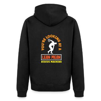 Diskus Diskuswurf Leichtathlet Sportler Geschenk - Unisex Premium Bio Zip Hoodie - Schwarz - Hinten - Nico (187cm)