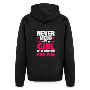 Diskus Diskuswurf Leichtathlet Sportler Geschenk - Unisex Premium Bio Zip Hoodie - Schwarz - Hinten - Nico (187cm)