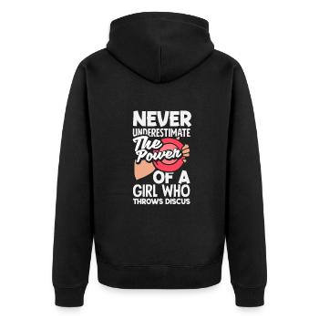 Diskus Diskuswurf Leichtathlet Sportler Geschenk - Unisex Premium Bio Zip Hoodie - Schwarz - Hinten - Nico (187cm)