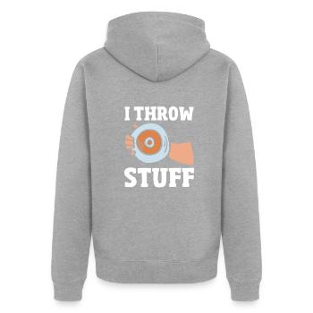 Diskus Diskuswurf Leichtathlet Sportler Geschenk - Unisex Premium Bio Zip Hoodie - Grau meliert - Hinten - Nico (187cm)