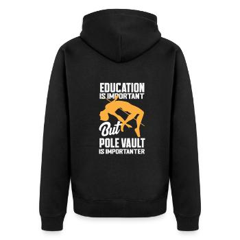Stabhochsprung - Unisex Premium Bio Zip Hoodie - Schwarz - Hinten - Nico (187cm)