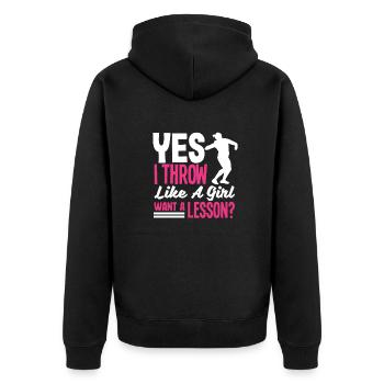 Diskus Diskuswurf Leichtathlet Sportler Geschenk - Unisex Premium Bio Zip Hoodie - Schwarz - Hinten - Nico (187cm)