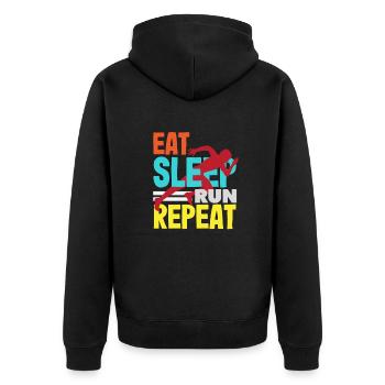 Athletics Athletes - Unisex Premium Organic Zip Hoodie - black - Back - Nico (187cm)