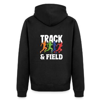 Athletics Athletes - Unisex Premium Organic Zip Hoodie - black - Back - Nico (187cm)