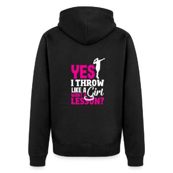 Diskus Diskuswurf Leichtathlet Sportler Geschenk - Unisex Premium Bio Zip Hoodie - Schwarz - Hinten - Nico (187cm)