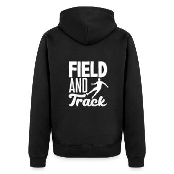 Athletics Athletes - Unisex Premium Organic Zip Hoodie - black - Back - Nico (187cm)