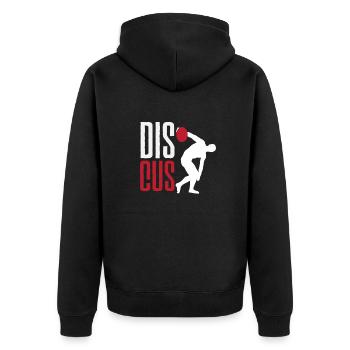 Diskus Diskuswurf Leichtathlet Sportler Geschenk - Unisex Premium Bio Zip Hoodie - Schwarz - Hinten - Nico (187cm)