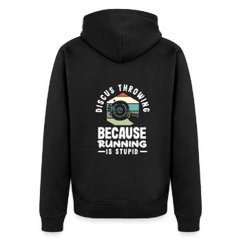 Diskus Diskuswurf Leichtathlet Sportler Geschenk - Unisex Premium Bio Zip Hoodie - Schwarz - Hinten - Nico (187cm)