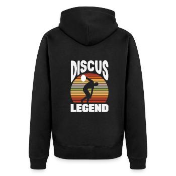 Diskus Diskuswurf Leichtathlet Sportler Geschenk - Unisex Premium Bio Zip Hoodie - Schwarz - Hinten - Nico (187cm)