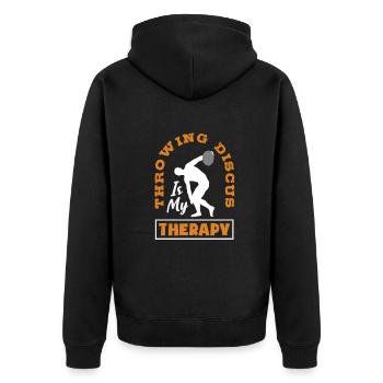 Diskus Diskuswurf Leichtathlet Sportler Geschenk - Unisex Premium Bio Zip Hoodie - Schwarz - Hinten - Nico (187cm)