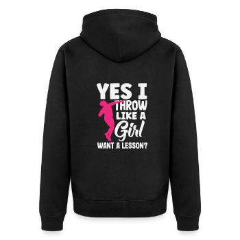 Diskus Diskuswurf Leichtathlet Sportler Geschenk - Unisex Premium Bio Zip Hoodie - Schwarz - Hinten - Nico (187cm)