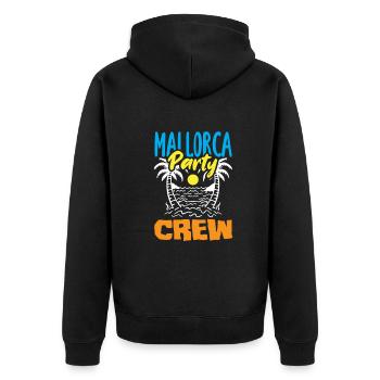 Mallorca Party Crew Mallorca Urlaub - Unisex Premium Bio Zip Hoodie - Schwarz - Hinten - Nico (187cm)