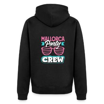Mallorca Party Crew Mallorca Urlaub - Unisex Premium Bio Zip Hoodie - Schwarz - Hinten - Nico (187cm)