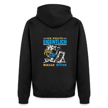 Mallorca Party Crew Mallorca Urlaub - Unisex Premium Bio Zip Hoodie - Schwarz - Hinten - Nico (187cm)