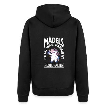 Mallorca Party Crew Mallorca Urlaub - Unisex Premium Bio Zip Hoodie - Schwarz - Hinten - Nico (187cm)