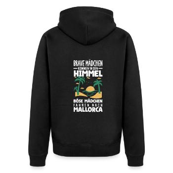 Mallorca Party Crew Mallorca Urlaub - Unisex Premium Bio Zip Hoodie - Schwarz - Hinten - Nico (187cm)