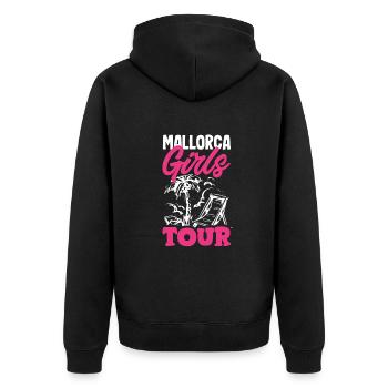 Mallorca Party Crew Mallorca Urlaub - Unisex Premium Bio Zip Hoodie - Schwarz - Hinten - Nico (187cm)