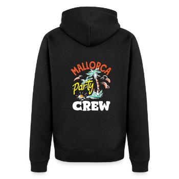 Mallorca Party Crew Mallorca Urlaub - Unisex Premium Bio Zip Hoodie - Schwarz - Hinten - Nico (187cm)