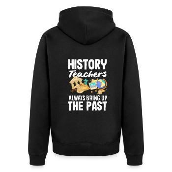 Lustiges Lehrer Lehrerinnen Geschenk - Unisex Premium Bio Zip Hoodie - Schwarz - Hinten - Nico (187cm)