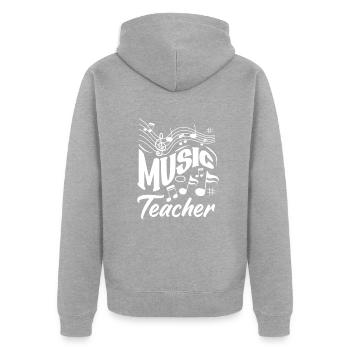 Lustiges Lehrer Lehrerinnen Geschenk - Unisex Premium Bio Zip Hoodie - Grau meliert - Hinten - Nico (187cm)