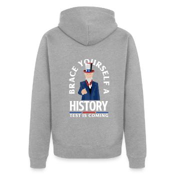 Lustiges Lehrer Lehrerinnen Geschenk - Unisex Premium Bio Zip Hoodie - Grau meliert - Hinten - Nico (187cm)