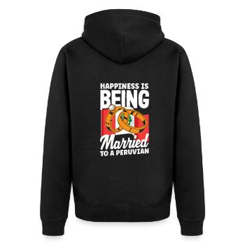 Peru Peruaner Geschenk - Unisex Premium Bio Zip Hoodie - Schwarz - Hinten - Nico (187cm)