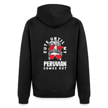 Peru Peruaner Geschenk - Unisex Premium Bio Zip Hoodie - Schwarz - Hinten - Nico (187cm)