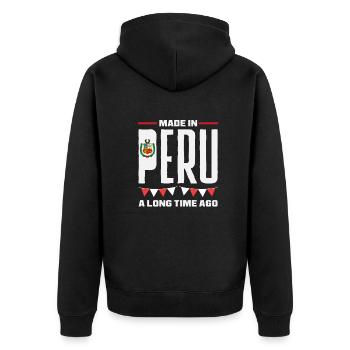 Peru Peruaner Geschenk - Unisex Premium Bio Zip Hoodie - Schwarz - Hinten - Nico (187cm)