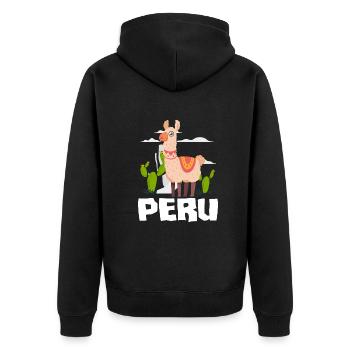 Peru Peruaner Geschenk - Unisex Premium Bio Zip Hoodie - Schwarz - Hinten - Nico (187cm)