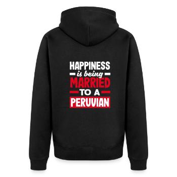 Peru Peruaner Geschenk - Unisex Premium Bio Zip Hoodie - Schwarz - Hinten - Nico (187cm)