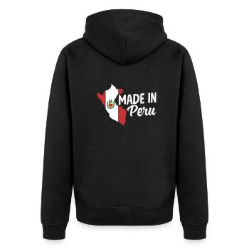 Peru Peruaner Geschenk - Unisex Premium Bio Zip Hoodie - Schwarz - Hinten - Nico (187cm)