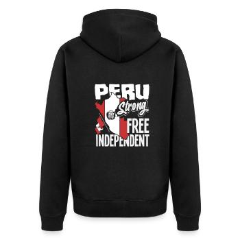 Peru Peruaner Geschenk - Unisex Premium Bio Zip Hoodie - Schwarz - Hinten - Nico (187cm)