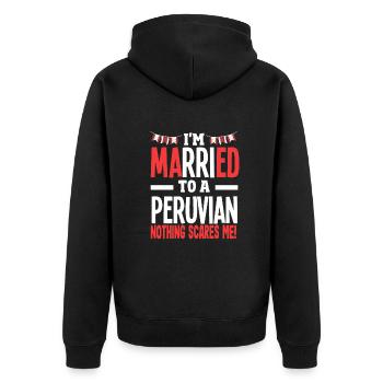Peru Peruaner Geschenk - Unisex Premium Bio Zip Hoodie - Schwarz - Hinten - Nico (187cm)
