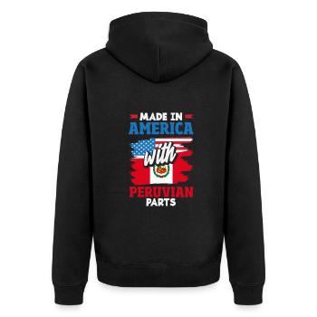 Peru Peruaner Geschenk - Unisex Premium Bio Zip Hoodie - Schwarz - Hinten - Nico (187cm)