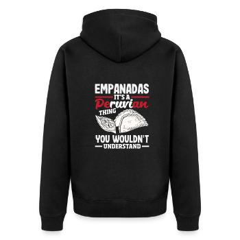 Peru Peruaner Geschenk - Unisex Premium Bio Zip Hoodie - Schwarz - Hinten - Nico (187cm)