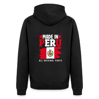 Peru Peruaner Geschenk - Unisex Premium Bio Zip Hoodie - Schwarz - Hinten - Nico (187cm)