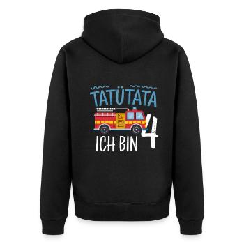 4e anniversaire de la brigade de pompiers de Tatütata - Veste à capuche bio Premium Unisexe - noir - Dos - Nico (187cm)