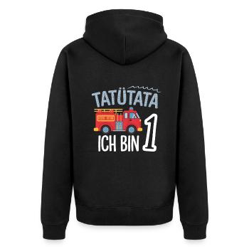 1er anniversaire de la brigade de pompiers de Tatütata - Veste à capuche bio Premium Unisexe - noir - Dos - Nico (187cm)