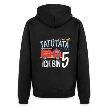 5e anniversaire de la brigade de pompiers de Tatütata - Veste à capuche bio Premium Unisexe - noir - Dos - Nico (187cm)