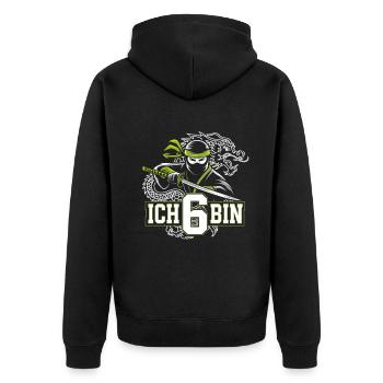 Ich Bin 6 Ninja Geburtstagsshirt - Unisex Premium Bio Zip Hoodie - Schwarz - Hinten - Nico (187cm)