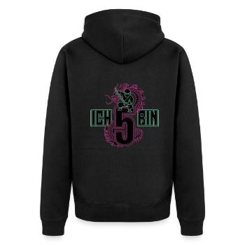 I'm 5 Ninja Birthday Shirt - Unisex Premium Organic Zip Hoodie - black - Back - Nico (187cm)