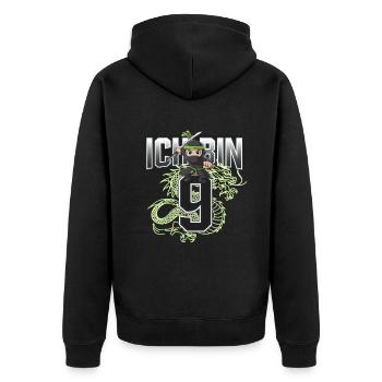 Ich Bin 9 Ninja Geburtstagsshirt - Unisex Premium Bio Zip Hoodie - Schwarz - Hinten - Nico (187cm)