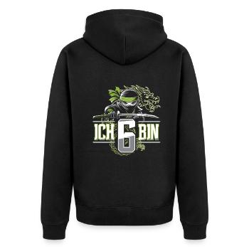 Ich Bin 6 Ninja Geburtstagsshirt - Unisex Premium Bio Zip Hoodie - Schwarz - Hinten - Nico (187cm)