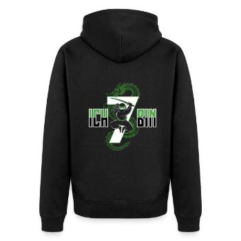 Ich Bin 7 Ninja Geburtstagsshirt - Unisex Premium Bio Zip Hoodie - Schwarz - Hinten - Nico (187cm)